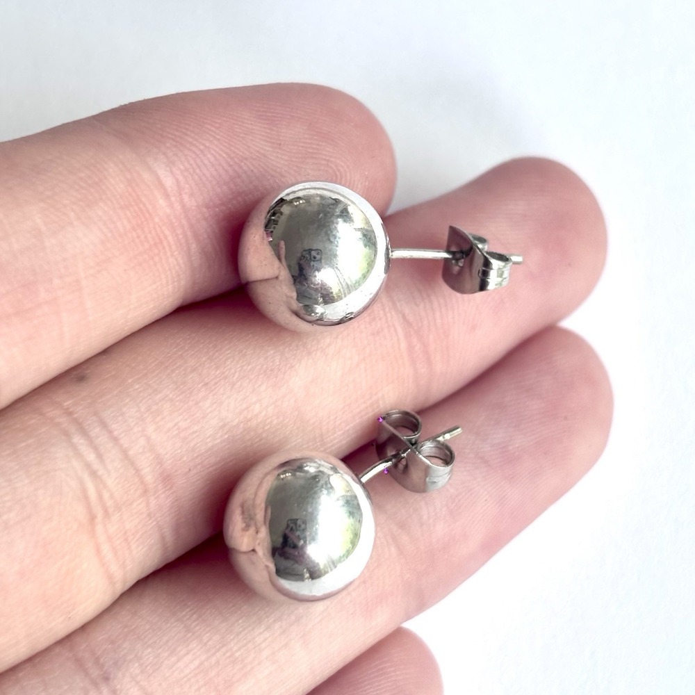 Arthur Court Aluminum Stud Earrings 10mm Ball Sphere Discontinued Jewelry